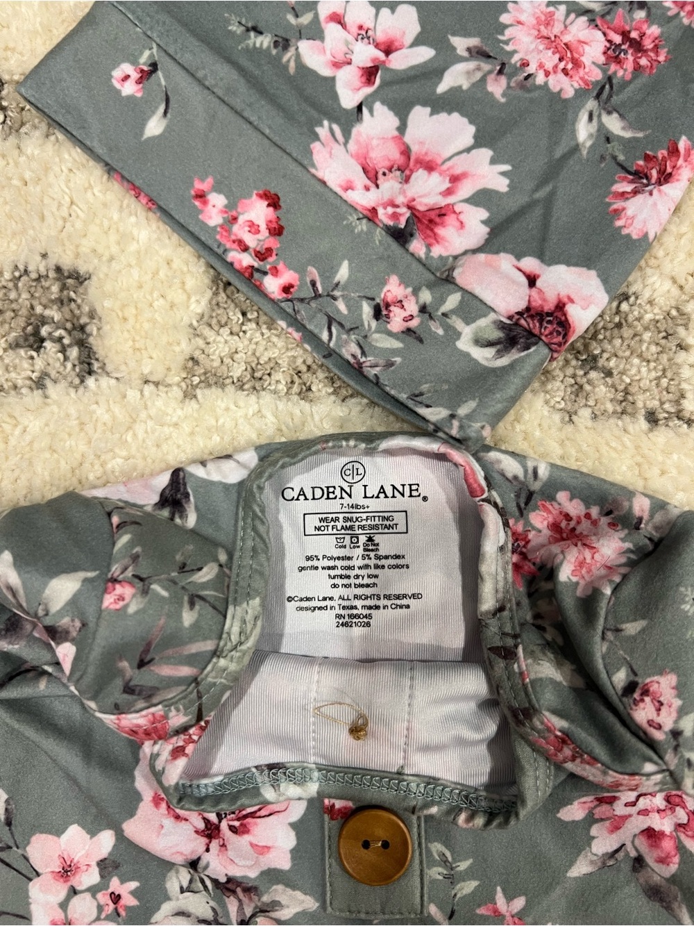Caden Lane Floral and Pink Baby Matching Gowns and Hats Set - Picture 9 of 10